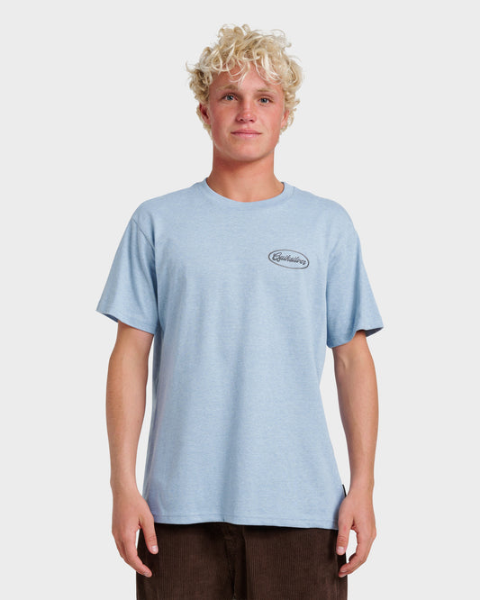 Quick Silver Popular | Mechanics Script Classic T-shirt - Ashley Blue Heather